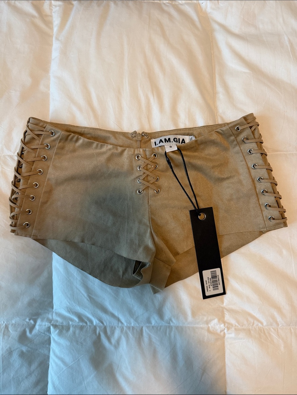 I.AM.GIA Lace-Up Side Shorts in Tan